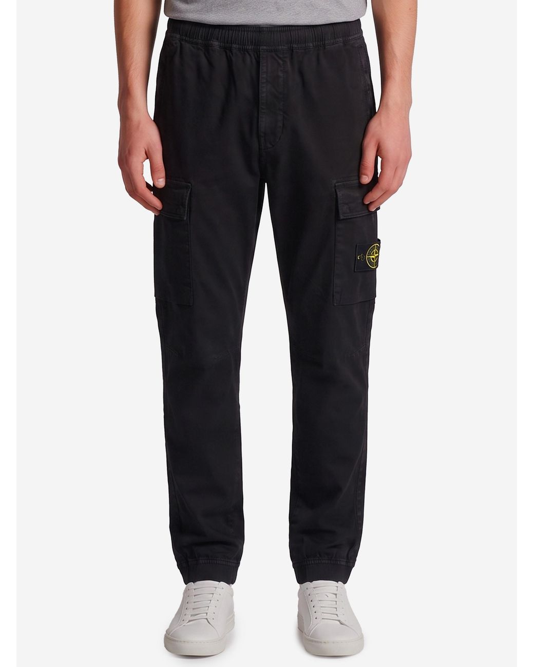 Stone Island Black Stretch Agedeffect Pants for men