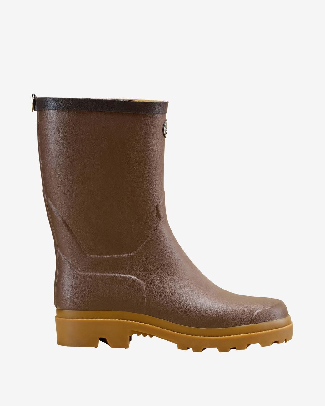 Le Chameau Brown Zermatt Leather Lined Short Wellington Boot for men