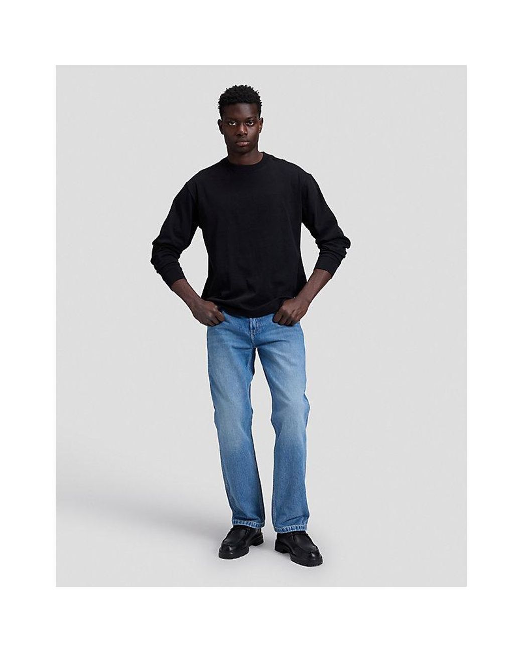 Lee Jeans Black Workwear Relaxed Long Sve Boxy Heavy Tee for men