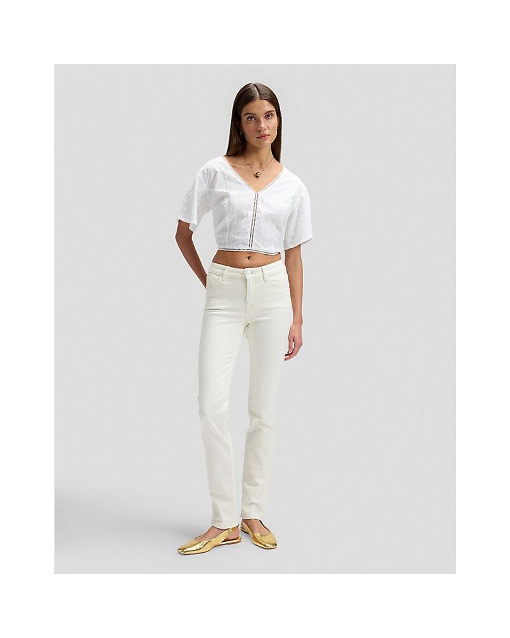 Lee Jeans White Regular Tied Back Blouse