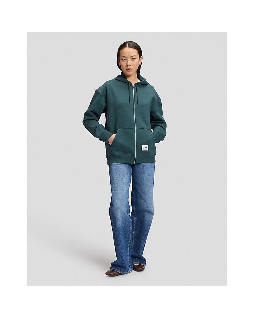 Lee Jeans Green Workwear Relaxed Full Zip Hoodie