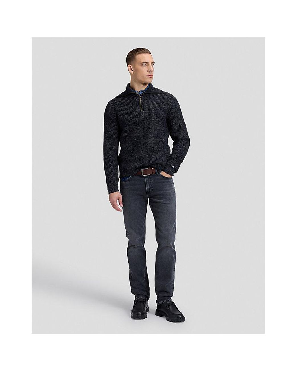 Lee Jeans Blue Relaxed Mock Neck Zip Sweatshirt for men
