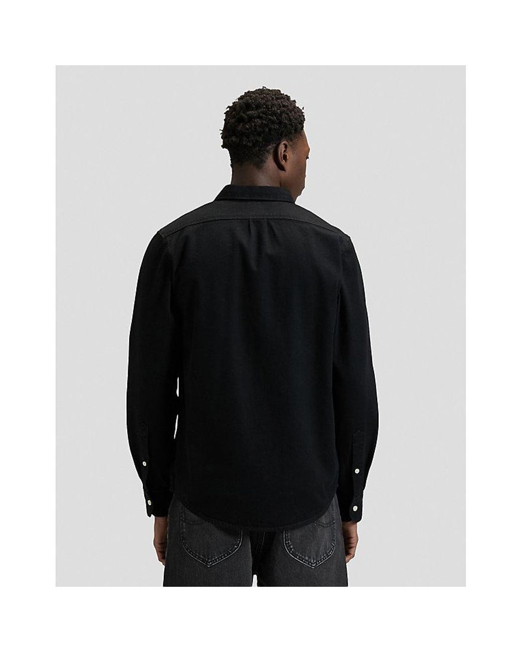 Lee Jeans Black Regular Lightweight Button Down Shirt for men