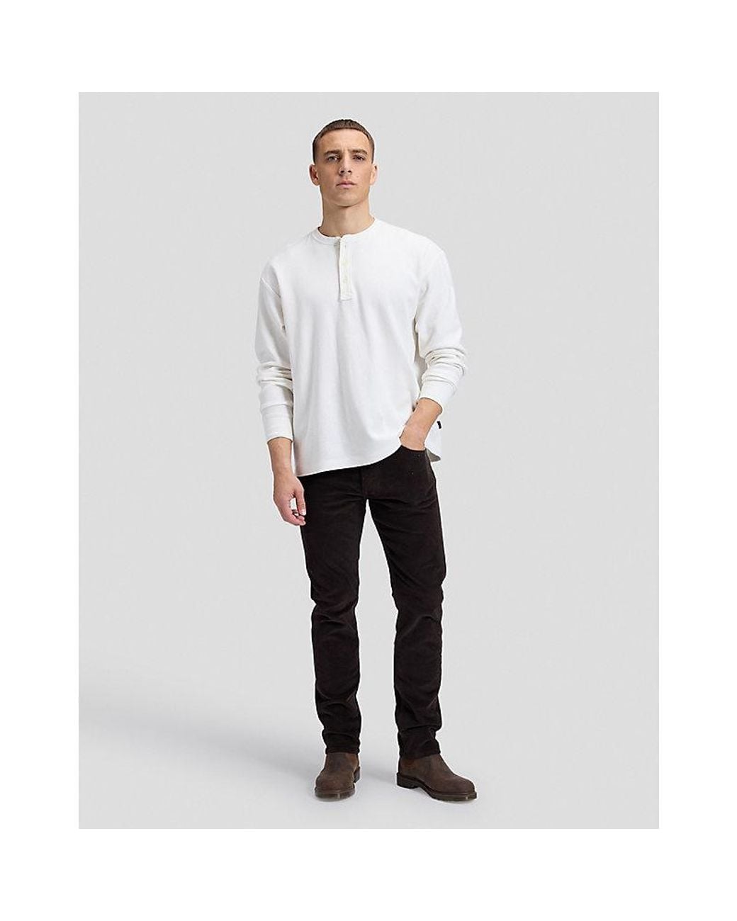 Lee Jeans White Slim Henley Tee for men