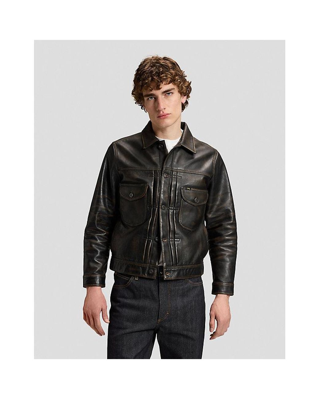 Lee Jeans Black 101 Relaxed Lined Cowboy Jacket for men