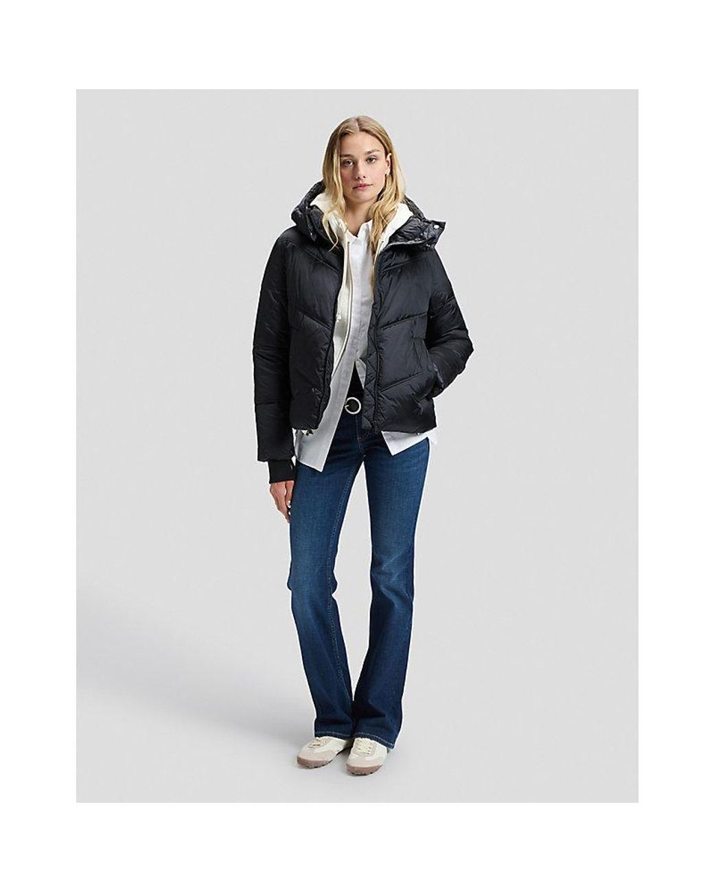 Lee Jeans Blue Regular Short Hooded Puffer Jacket