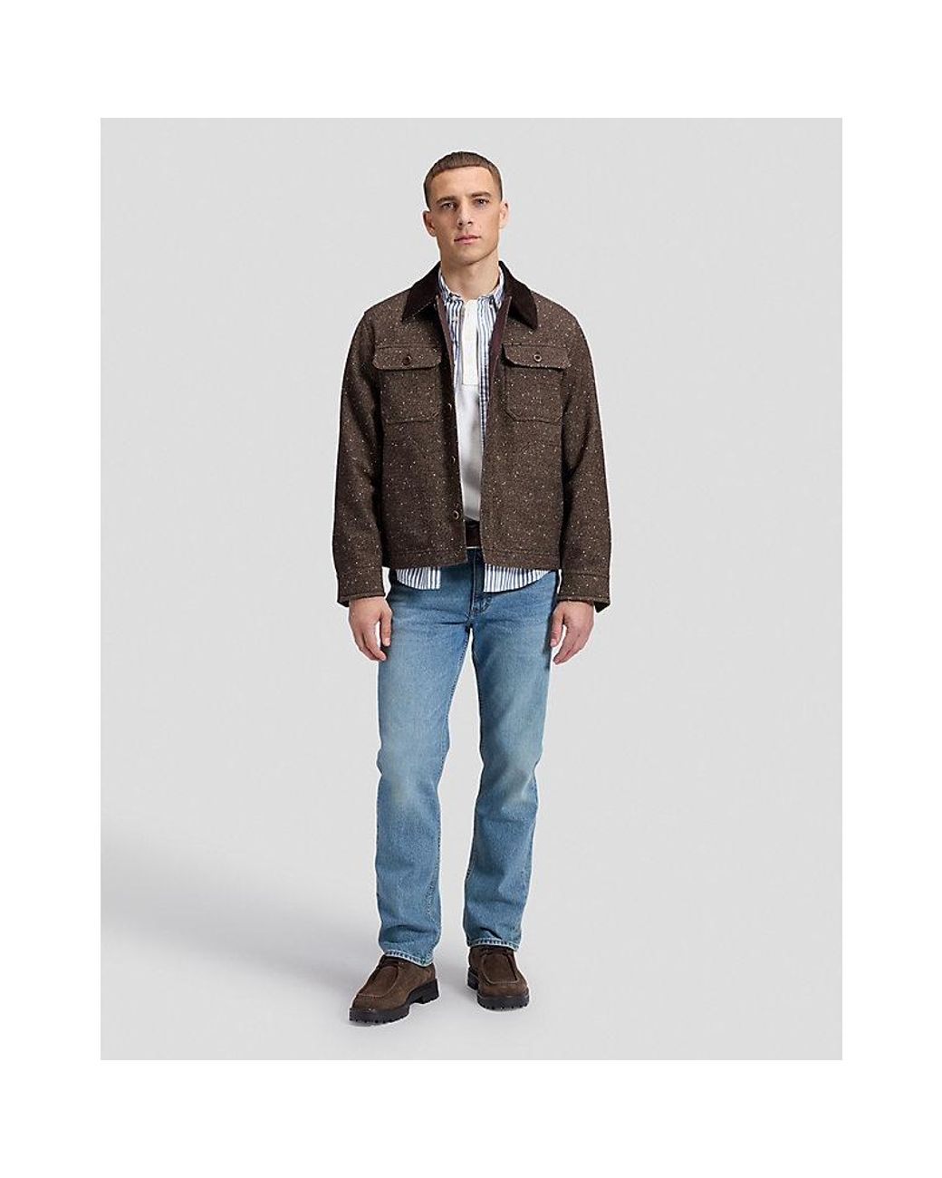 Lee Jeans Blue Loose Corduroy Collar Mix Overshirt for men
