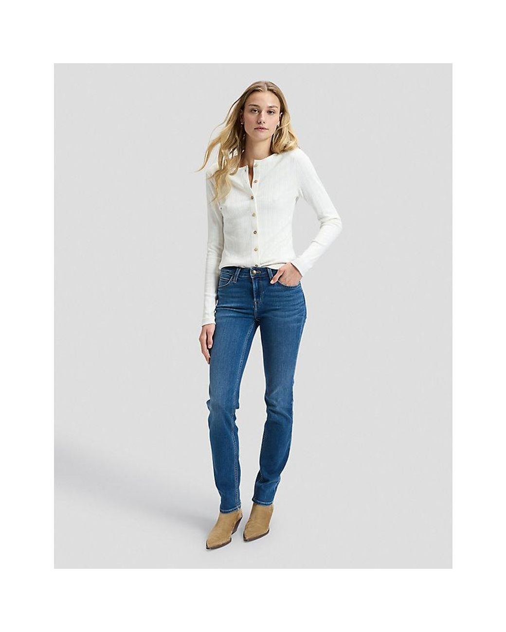 Lee Jeans White Slim Knit Cardigan