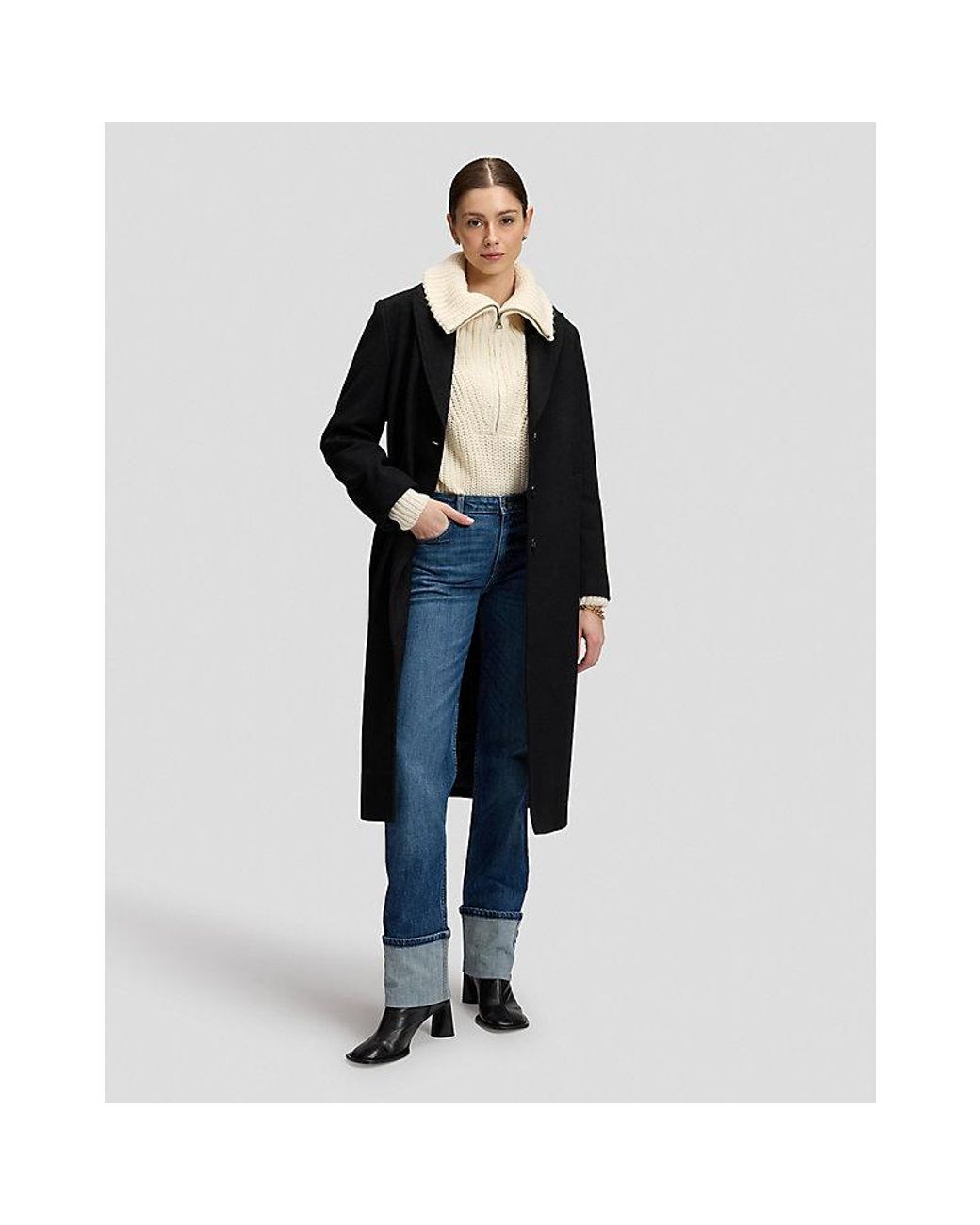 Lee Jeans Black Relaxed Long Wool Coat