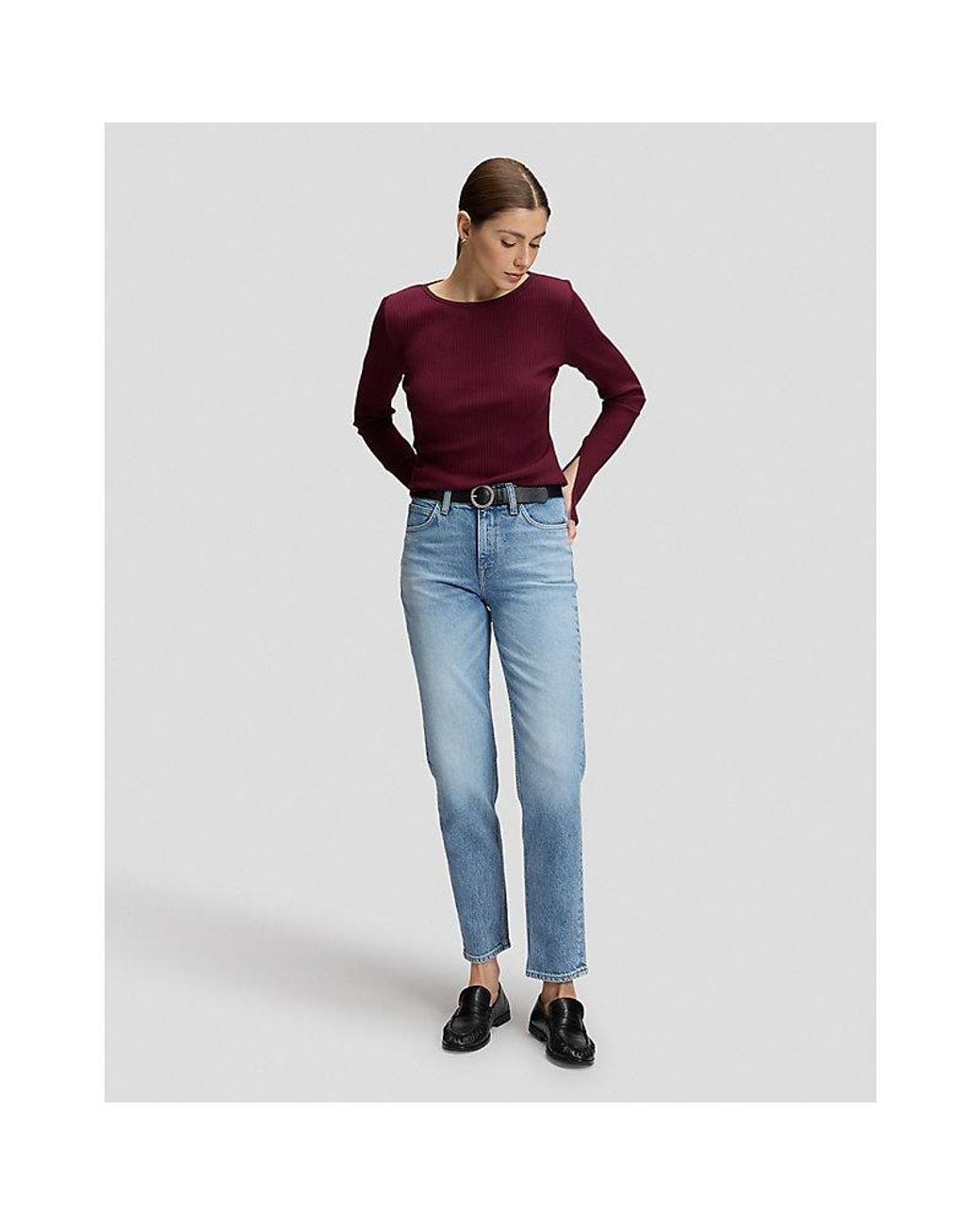 Lee Jeans Red Slim Slit Sve Rib Tee