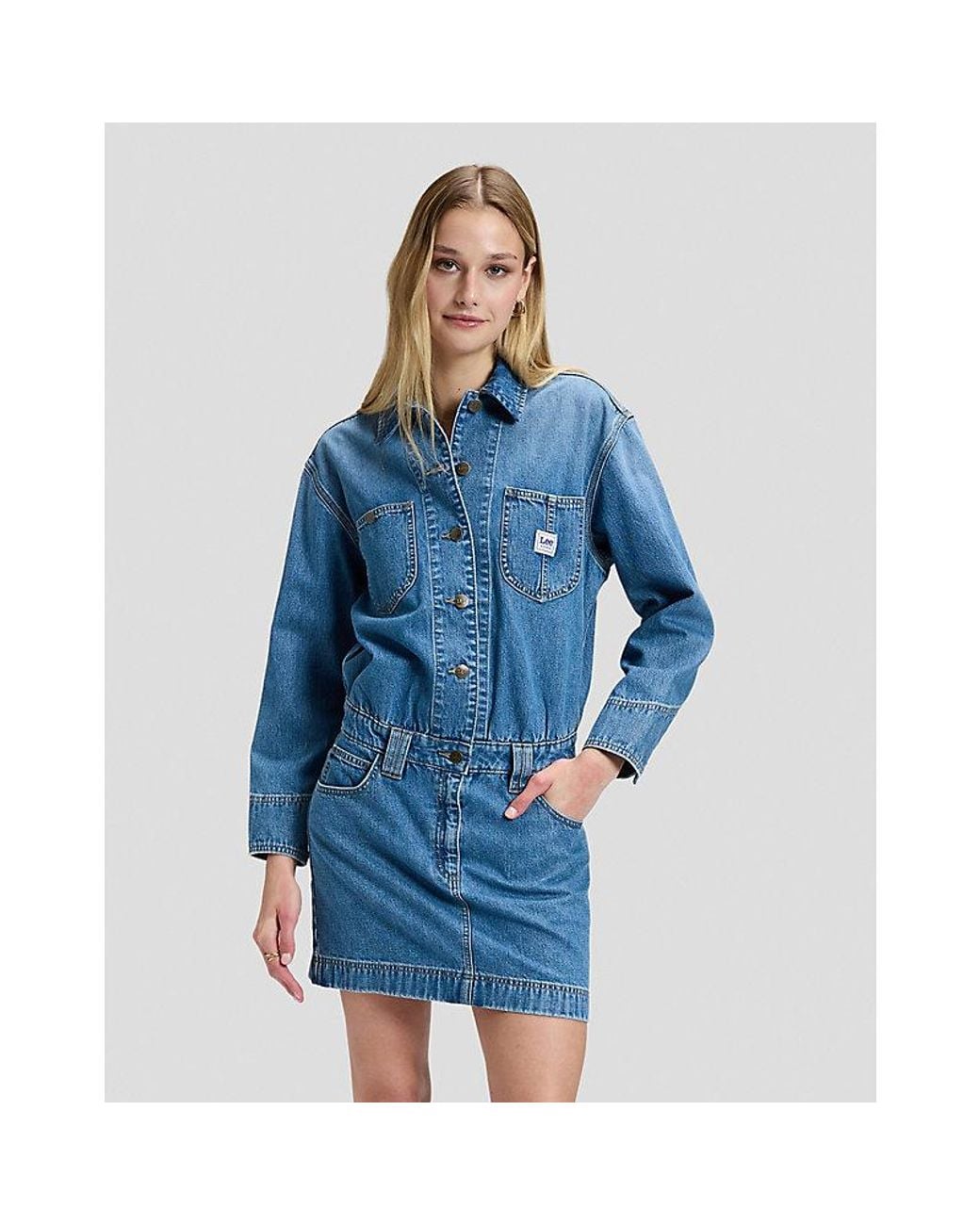 Lee Jeans Blue Regular Chore Mini Dress