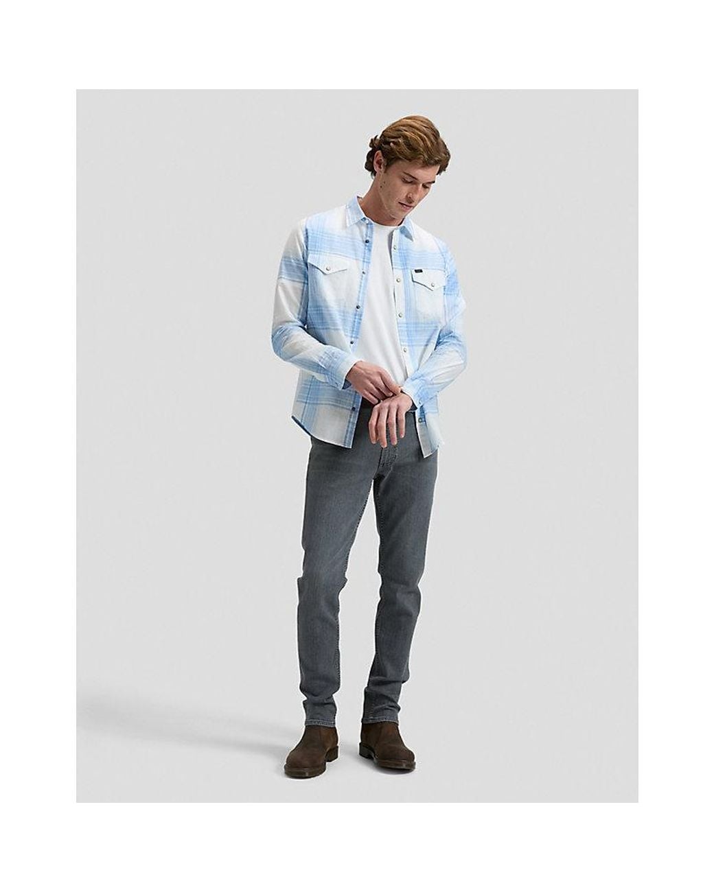 Lee Jeans Blue Regular Clean Western Shirt for men