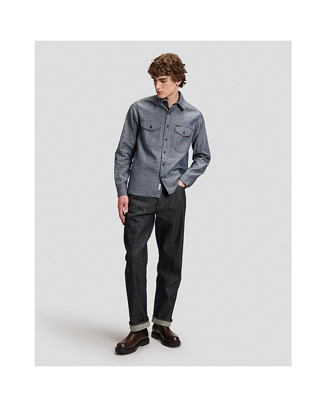 Lee Jeans Blue 101 Heritage Workwear Relaxed Shirt for men