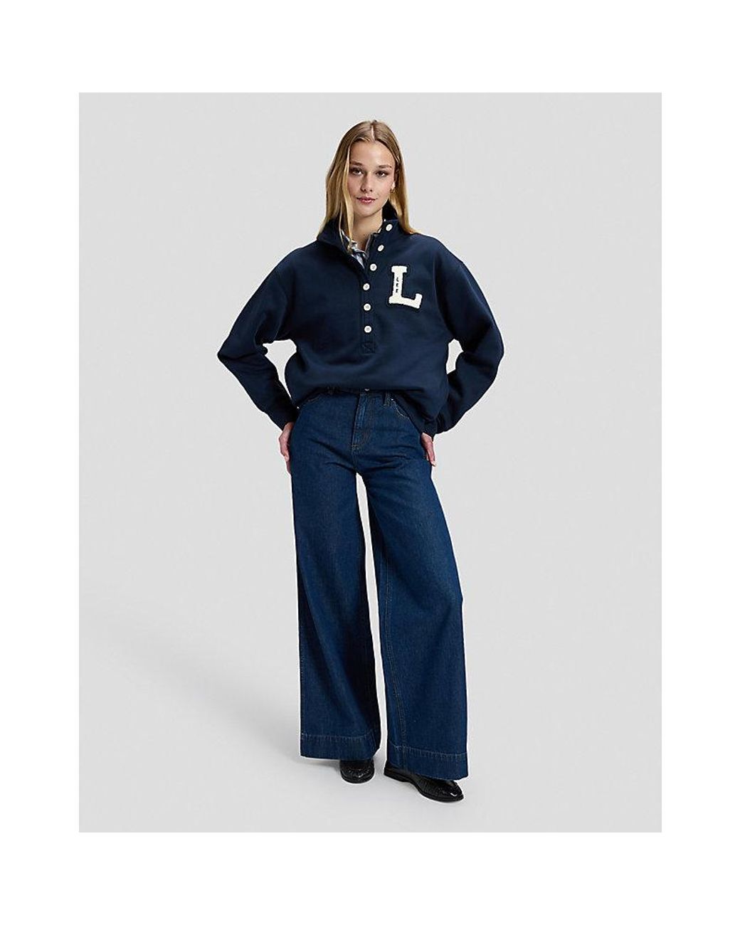 Lee Jeans Blue Regular Popover Sweatshirt