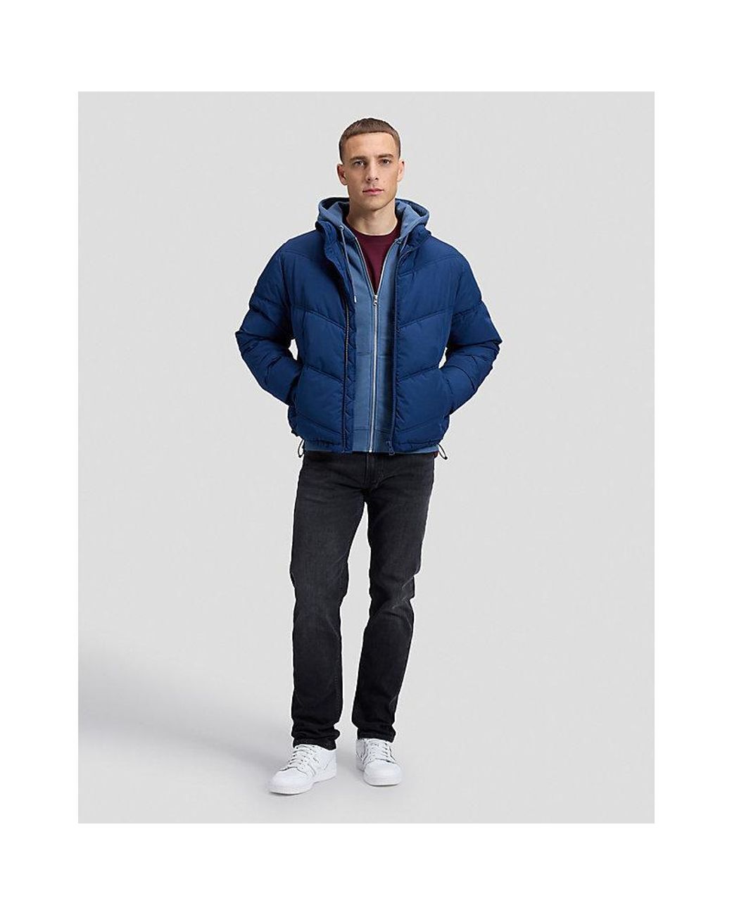 Lee Jeans Blue Regular Short Puffer Jacket for men