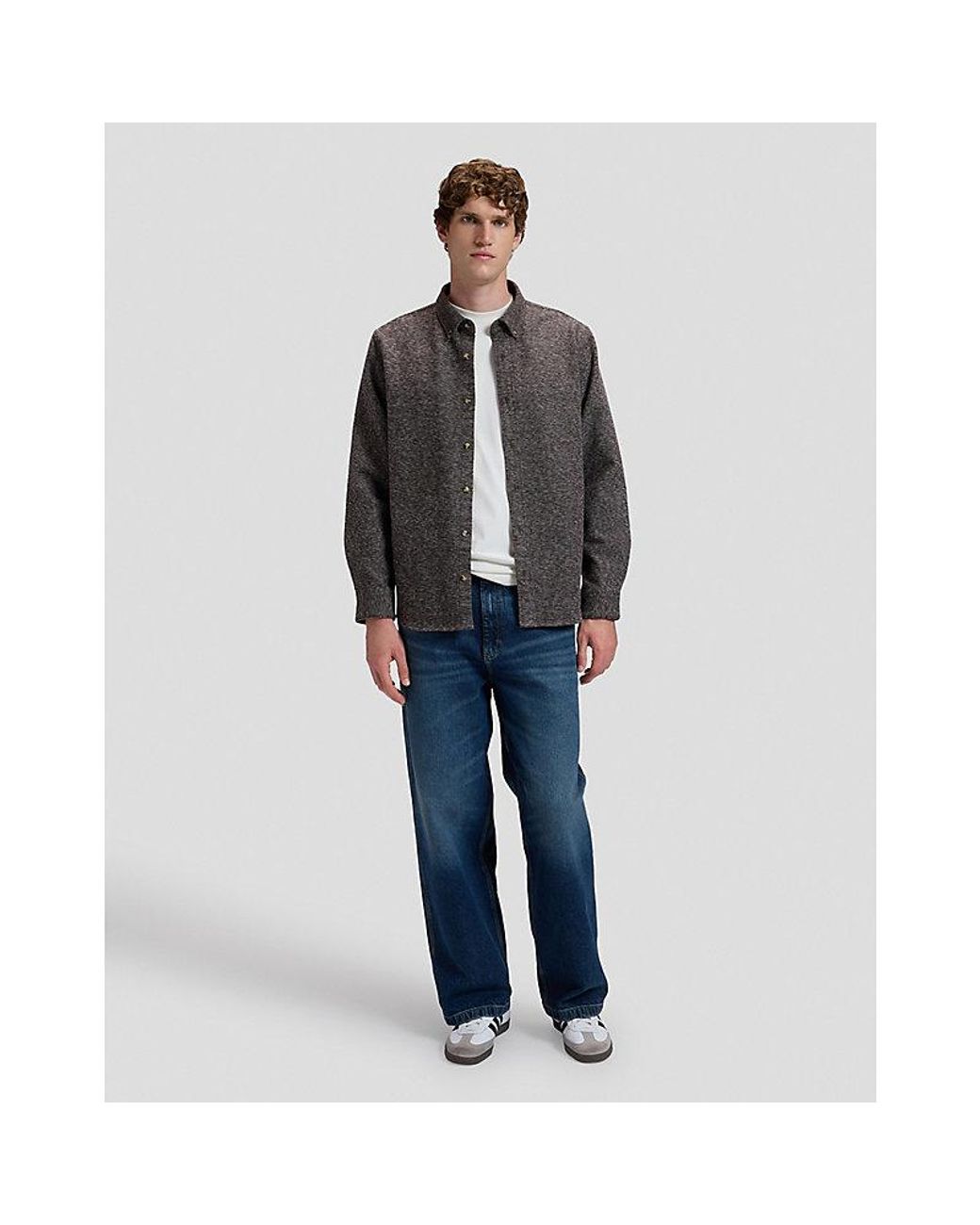 Lee Jeans Blue Workwear Relaxed No Pocket Button Down Shirt for men