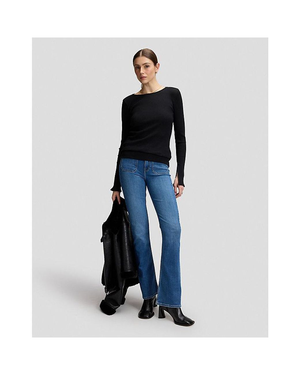 Lee Jeans Black Slim Slit Sve Rib Tee