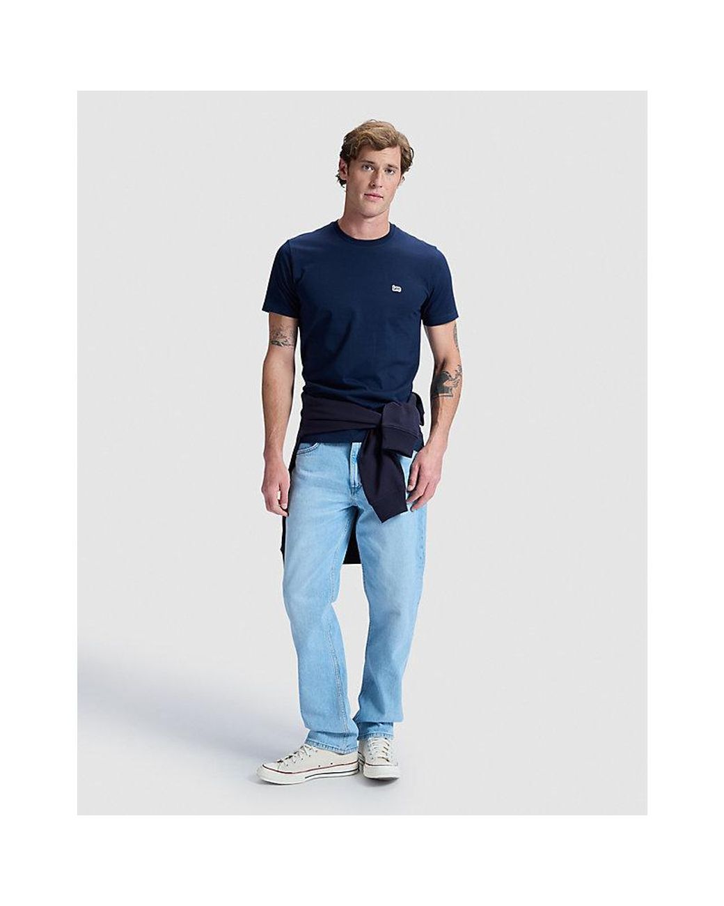 Lee Jeans Blue Regular Patch Logo Short Sve Tee for men