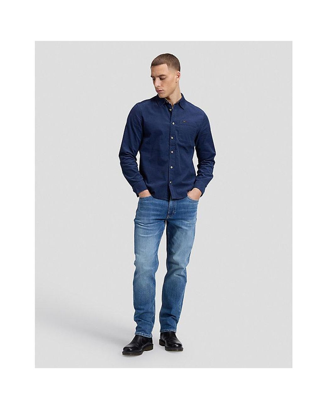Lee Jeans Blue Regular Sure Shirt for men