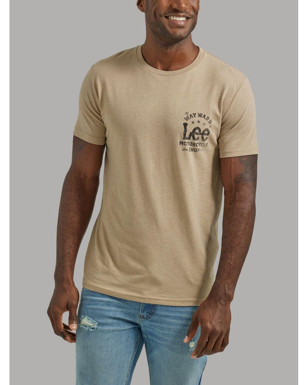 Lee Jeans Mens Motorcycle Shop Graphic T-shirt in Natural for Men | Lyst