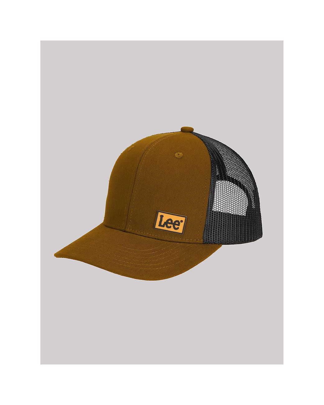 Lee Jeans Brown Rubber Logo Patch Mesh Hat for men
