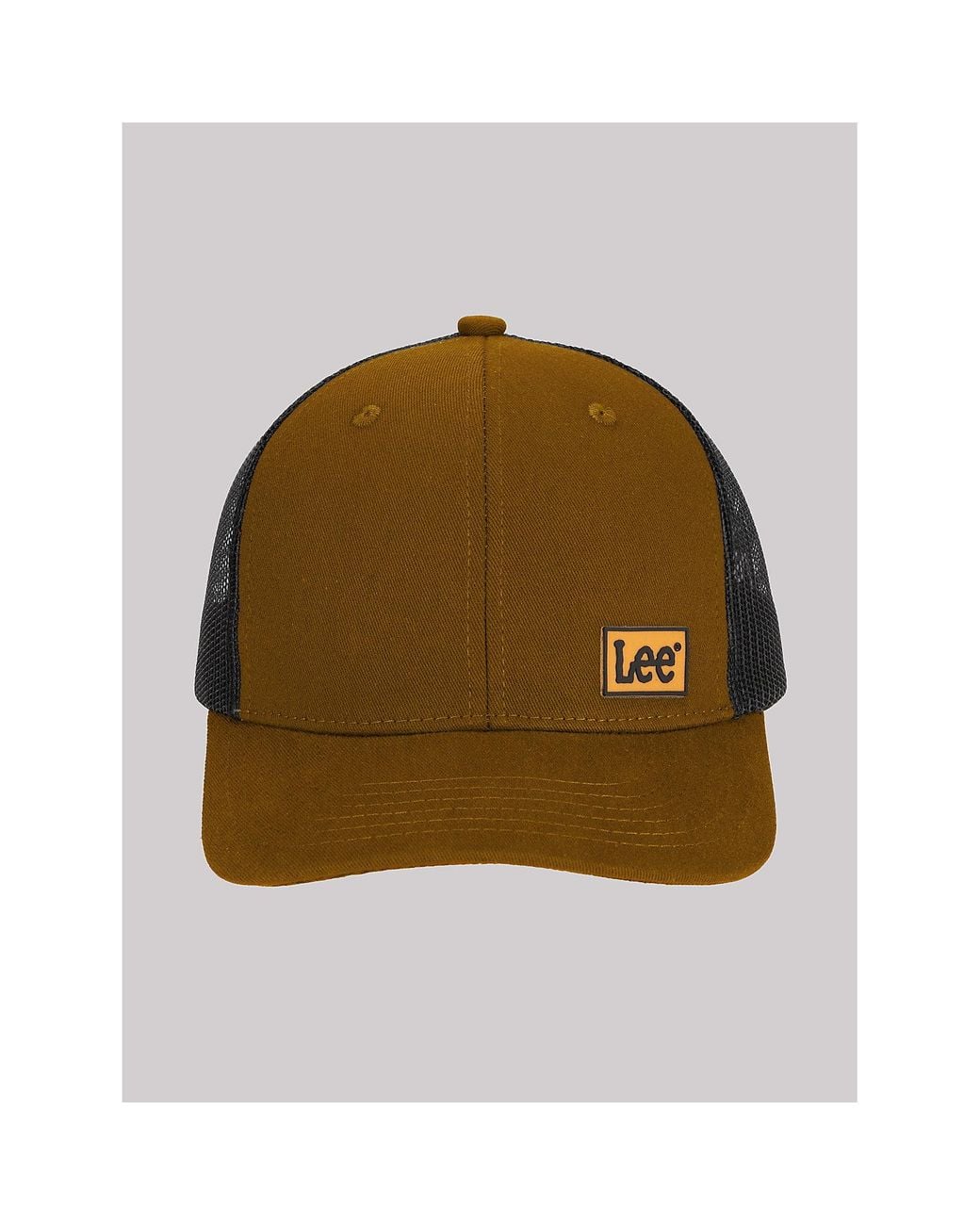 Lee Jeans Brown Rubber Logo Patch Mesh Hat for men
