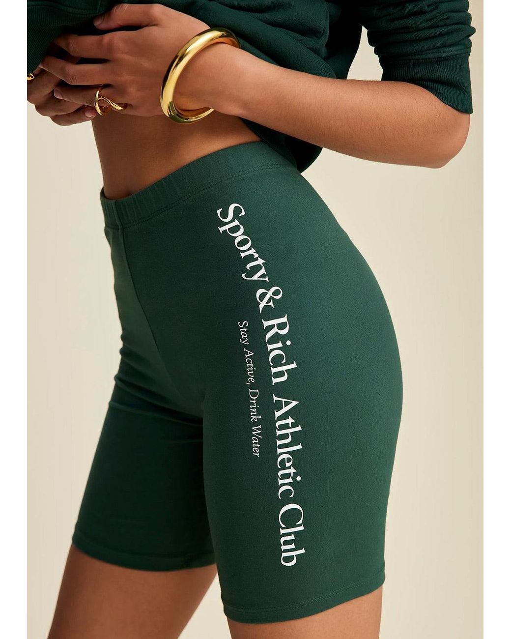 Sporty u0026 Rich Green Athletic Club Biker Shorts | Lyst