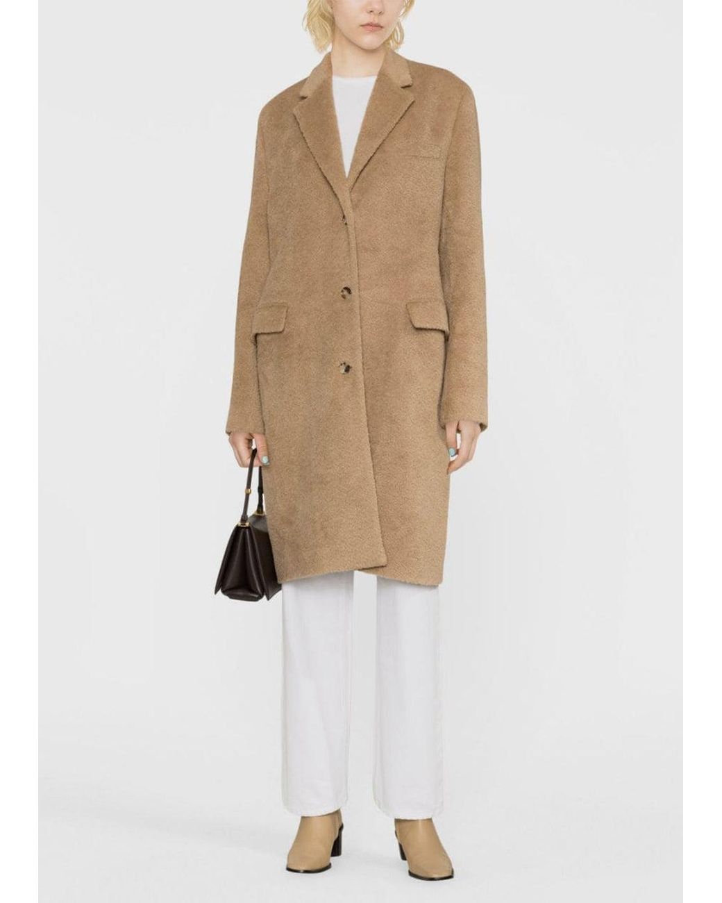Totême Chestnut Tailored Wool-teddy Coat in Natural | Lyst