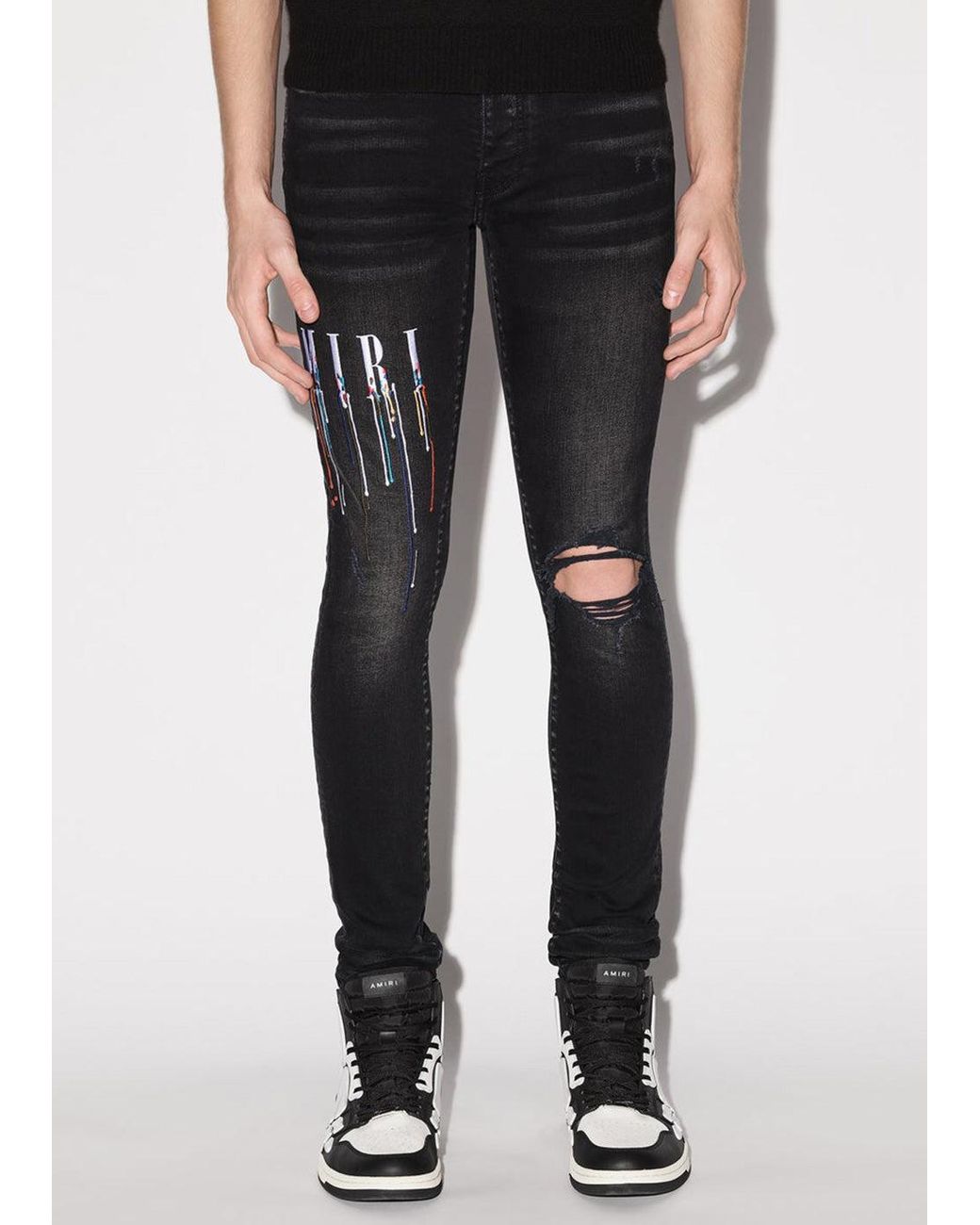 Amiri Denim Paint Drip Core Logo Jeans 