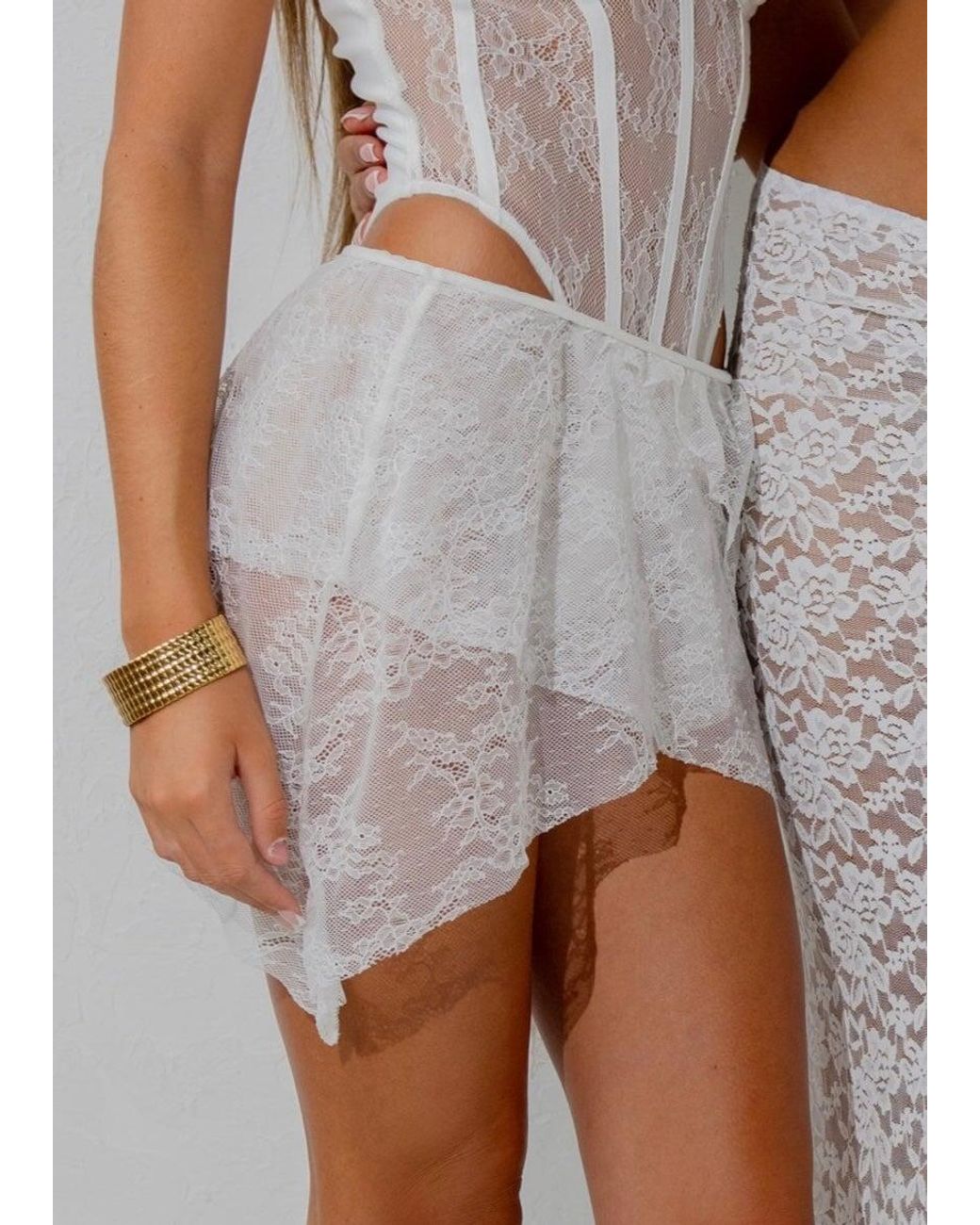 LemonLunar Gray The Lace Mini Skirt