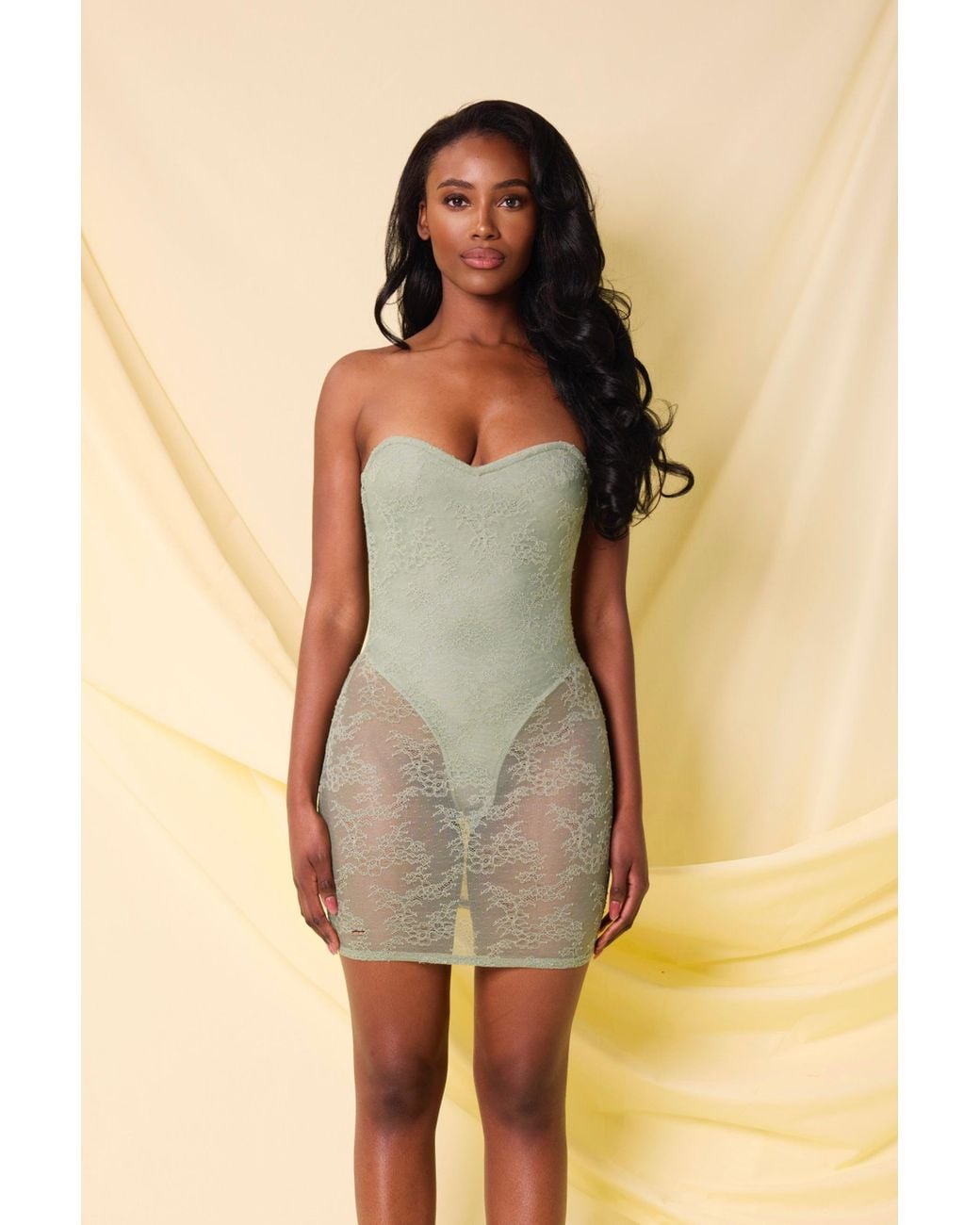 LemonLunar Green The Lace Mini Dress