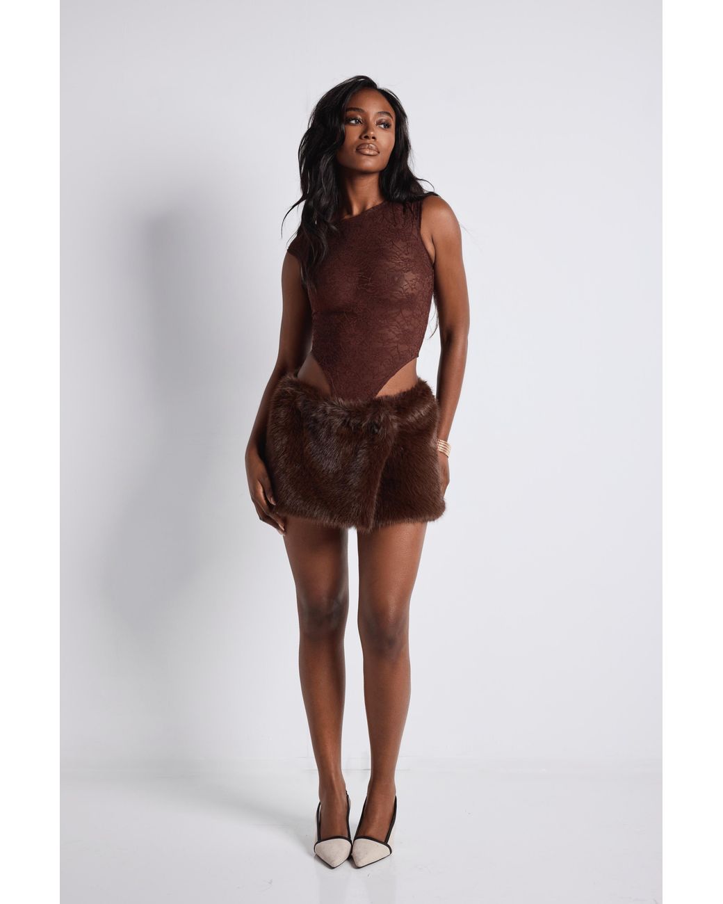 LemonLunar Brown The Hazel Fur Skirt
