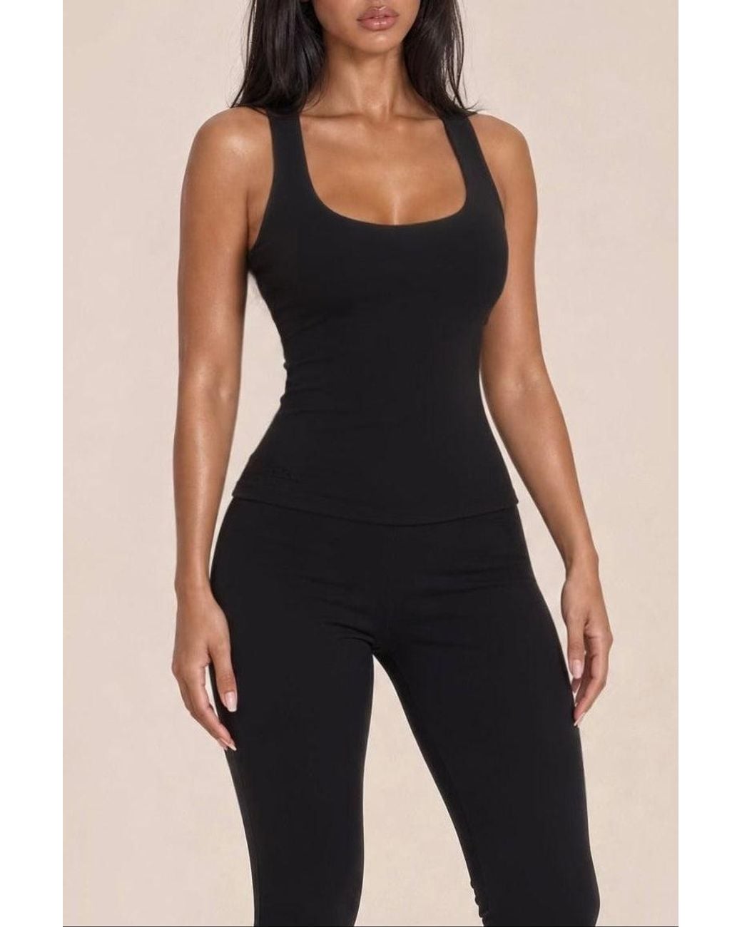 LemonLunar Black The Square Neck Tank Top
