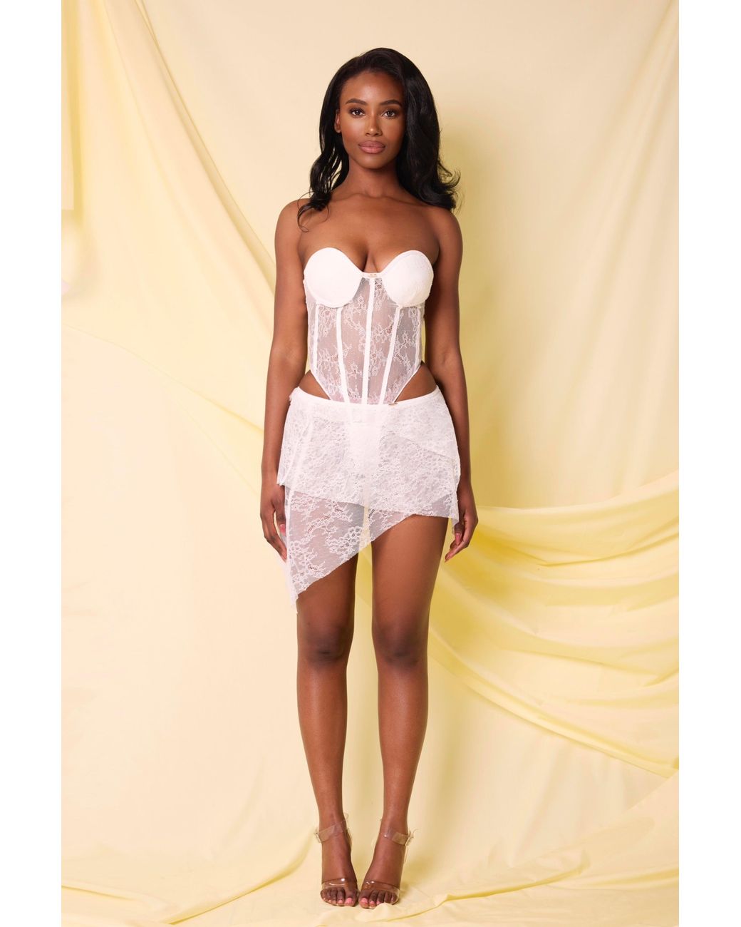 LemonLunar Pink The Lace Mini Skirt