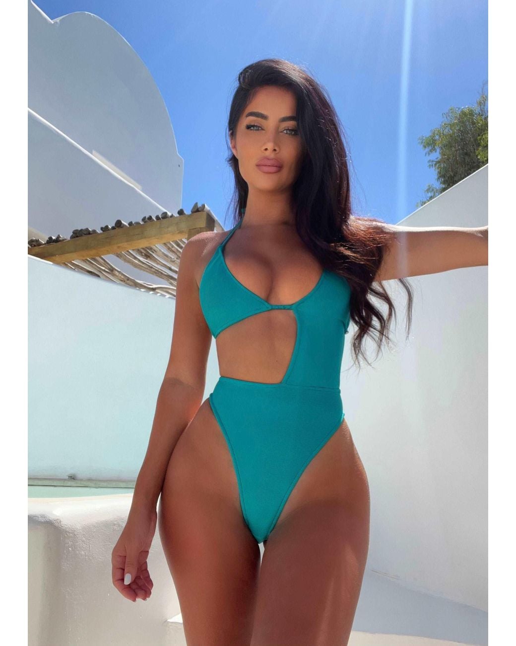LemonLunar Blue The Bandage Swimsuit Diamante Details