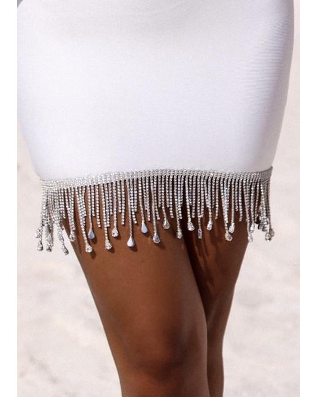 LemonLunar White The Teo Diamante Bandage Dress