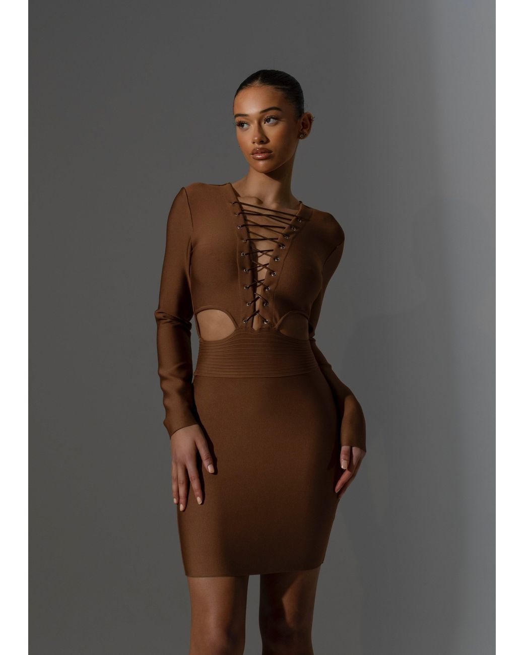 LemonLunar Brown The Lara Bandage Dress