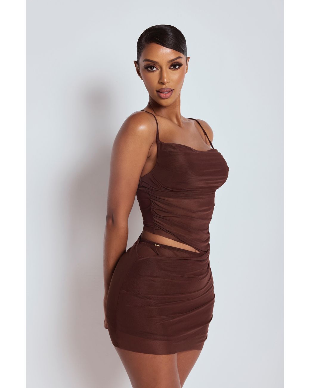 LemonLunar Brown The Ari Sheer Dress