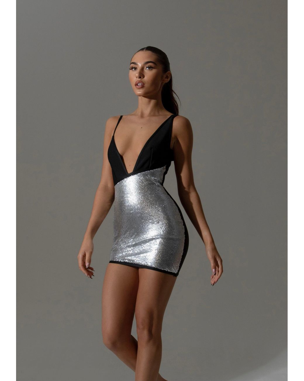 LemonLunar Gray The Viviene Bandage Chainmail Dress