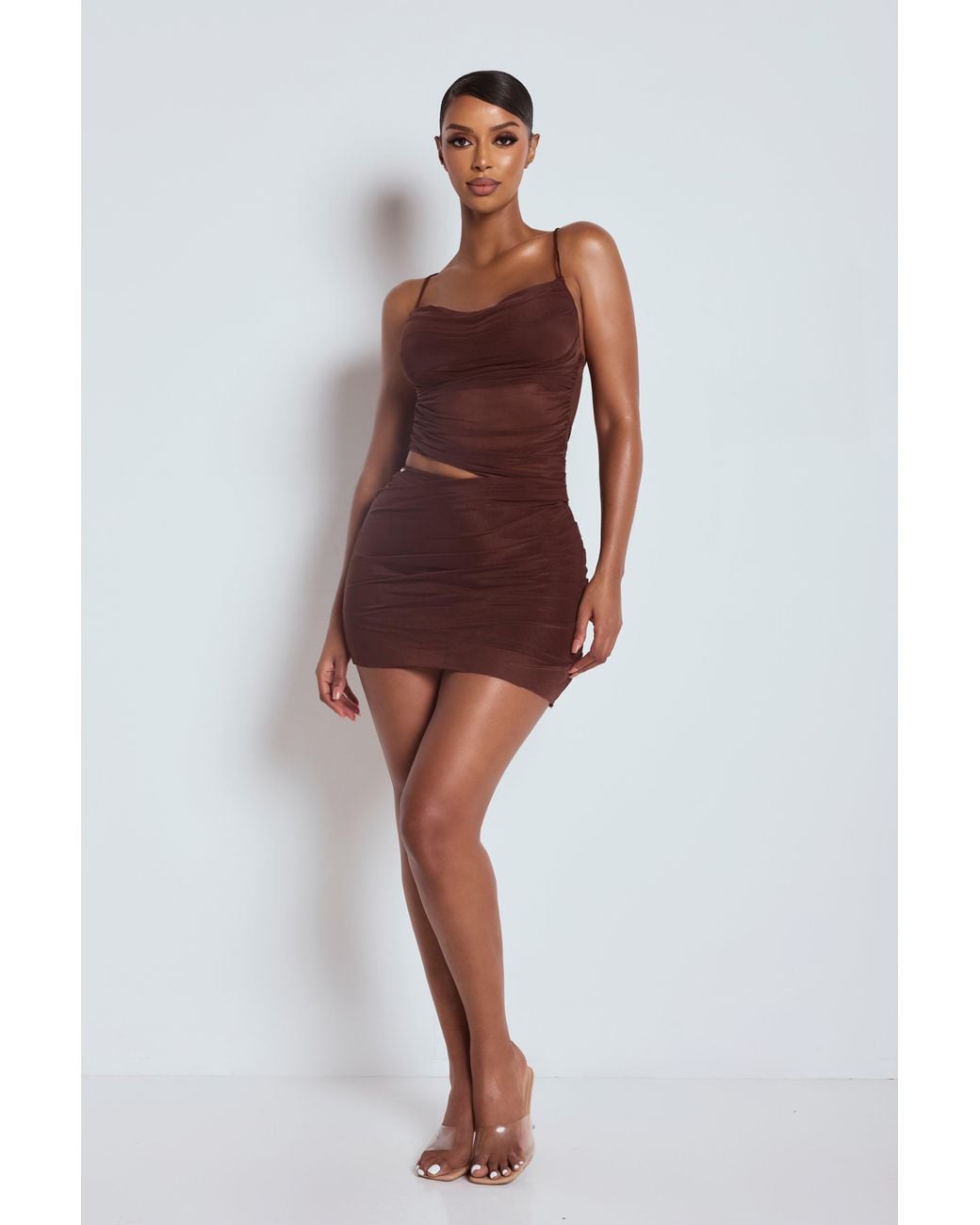 LemonLunar Brown The Ari Sheer Dress