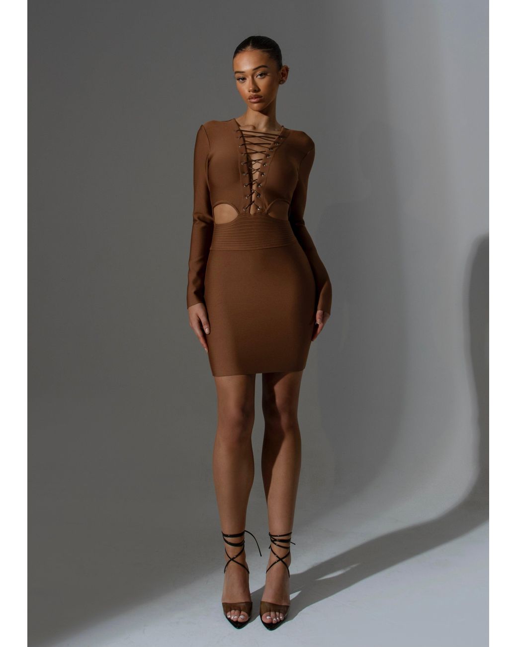 LemonLunar Brown The Lara Bandage Dress