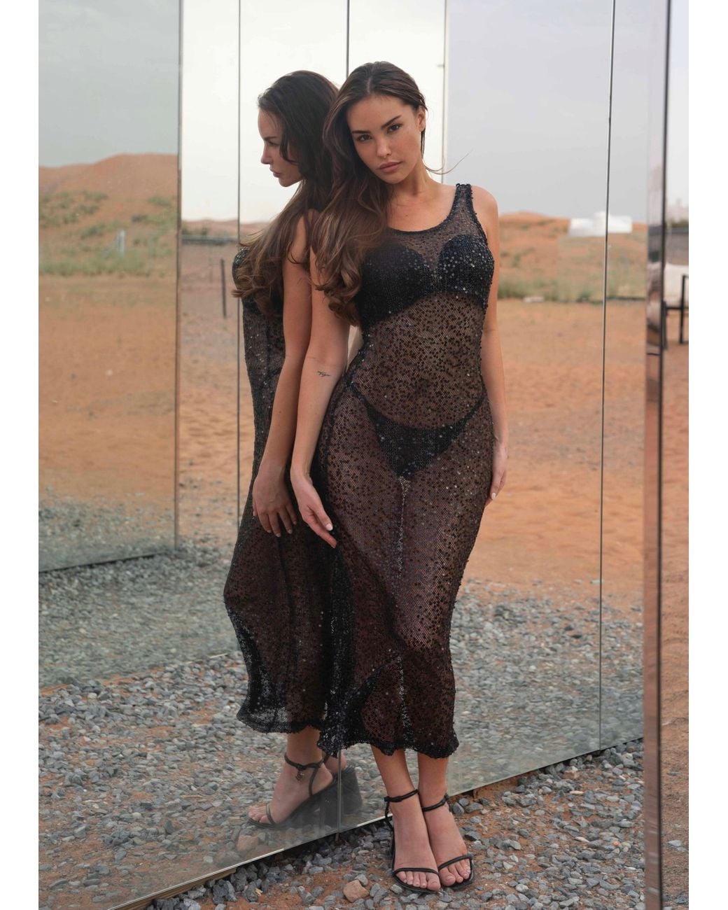 LemonLunar Black The Tiana Mesh Dress