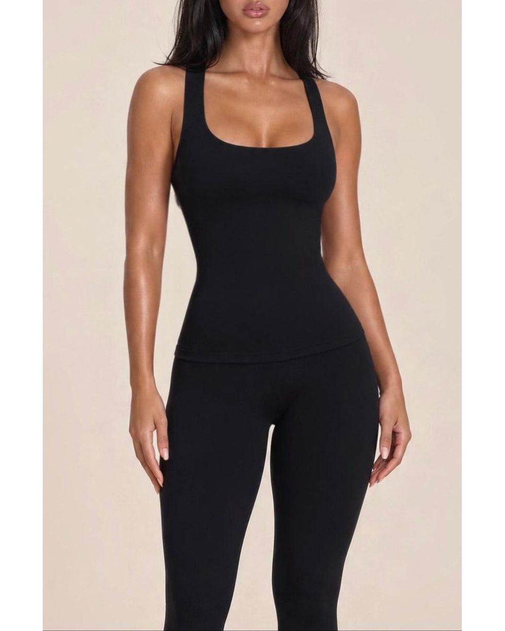 LemonLunar Black The Square Neck Tank Top