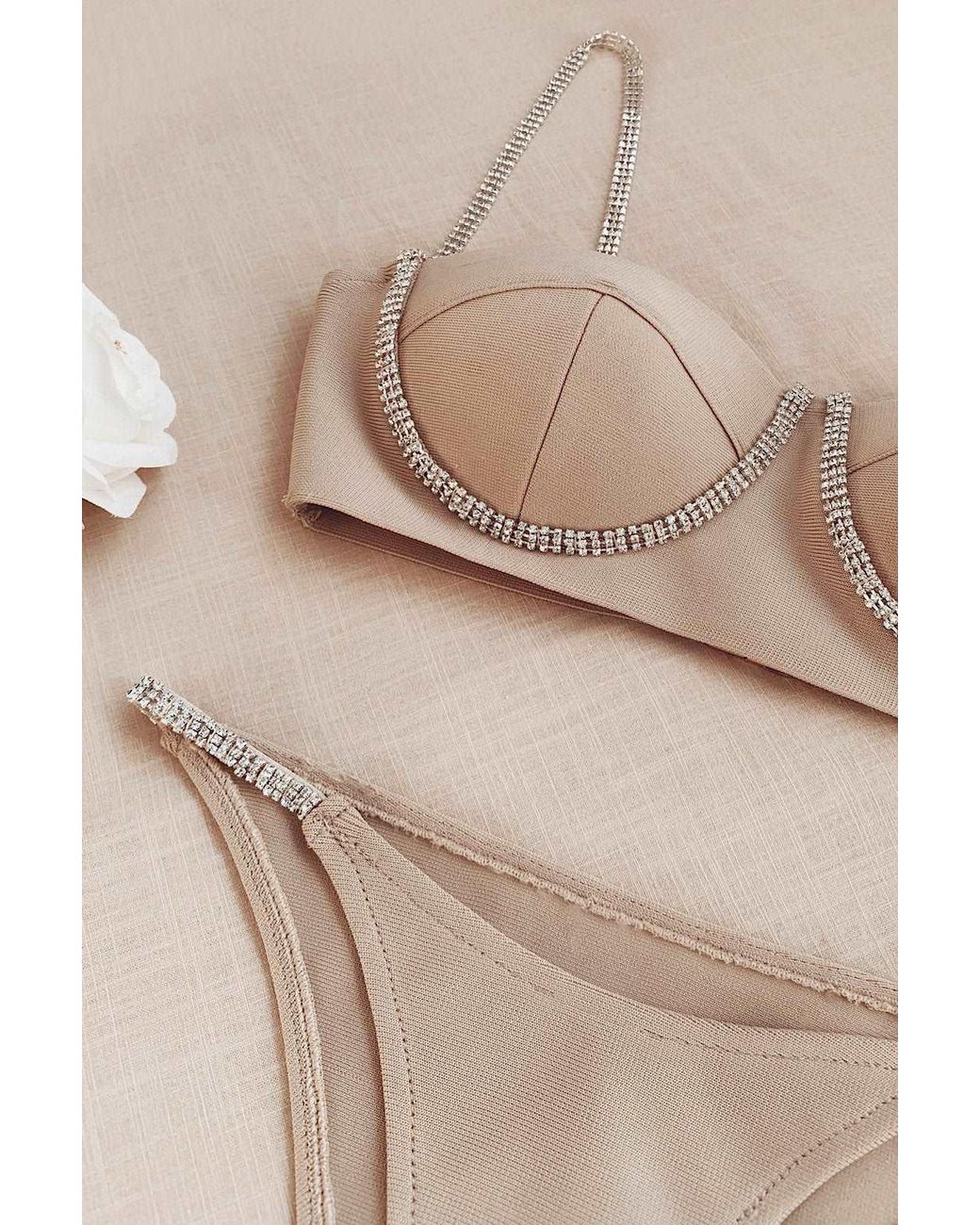 LemonLunar Brown The Chloe Bandage Diamanté Detailing Set
