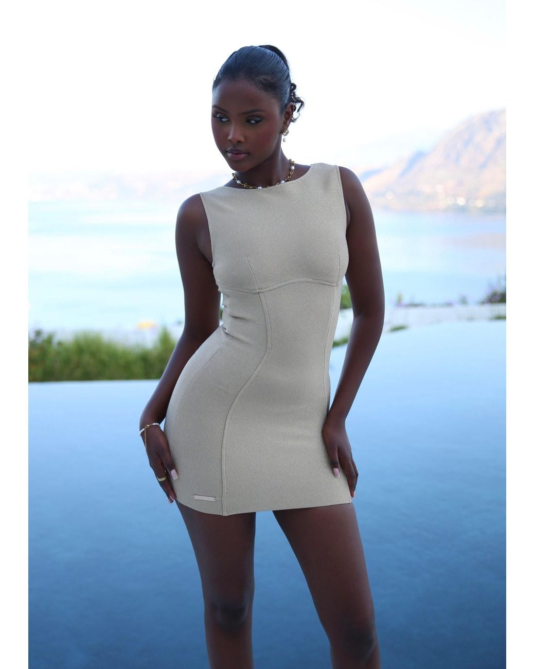 LemonLunar Blue The Ova Bandage Glitter Dress