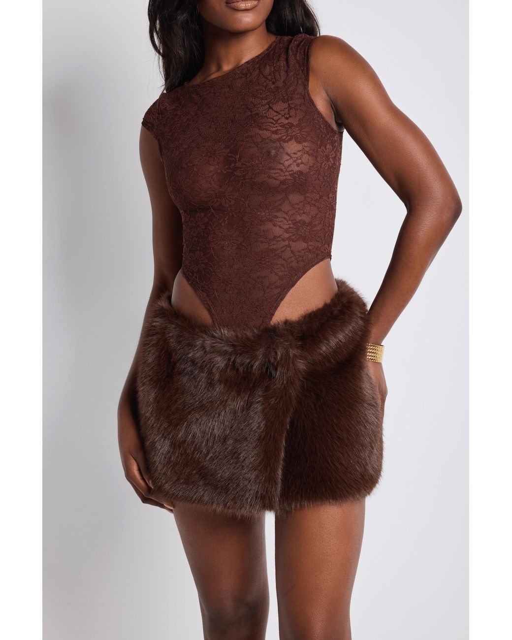 LemonLunar Brown The Hazel Fur Skirt
