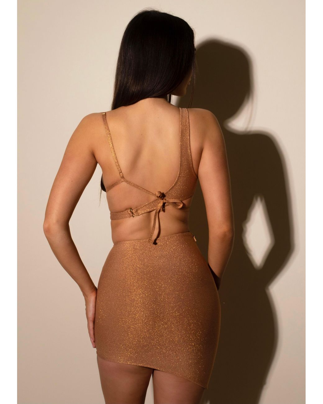 LemonLunar Brown The Jesse Glitter Bandage Dress