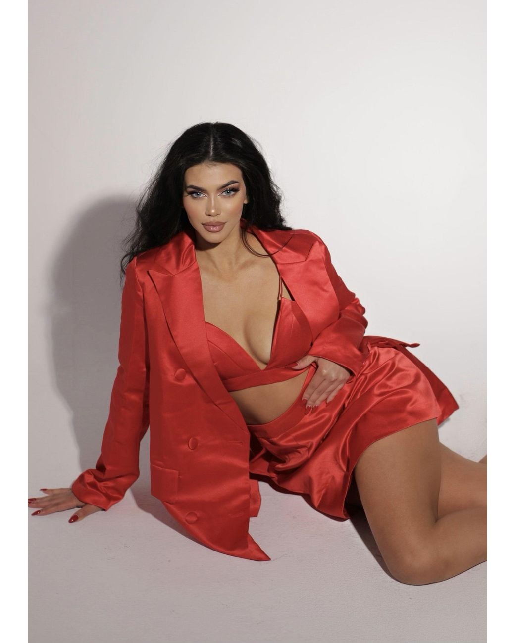 LemonLunar Red The Blazer Skirt 3 Piece Set