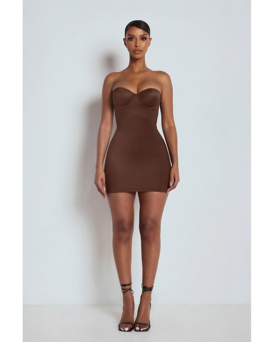 LemonLunar Brown The Sculpting Mini Dress