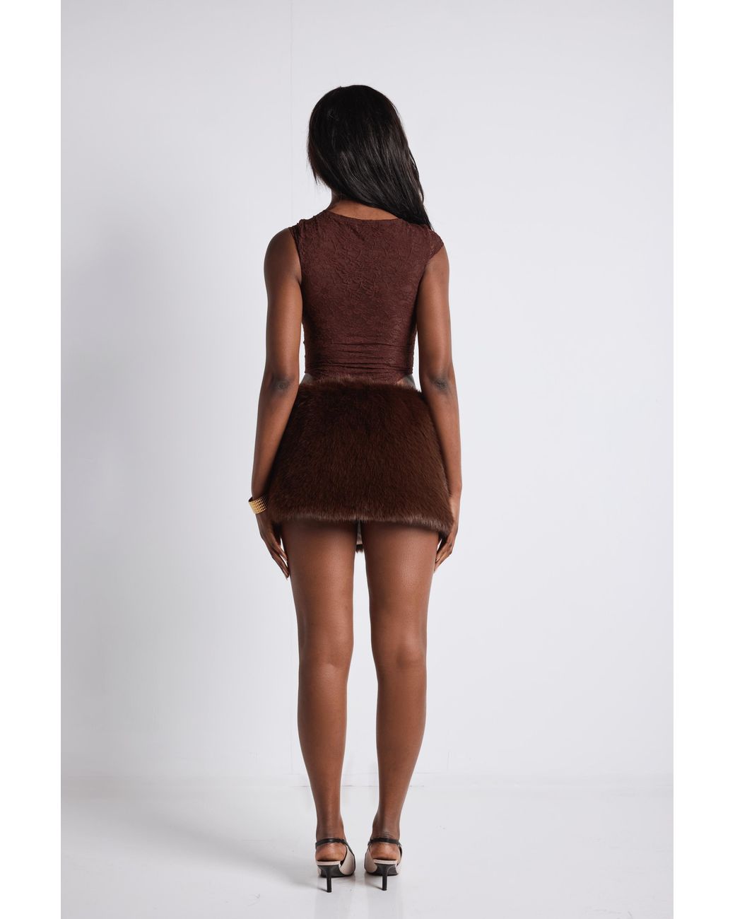 LemonLunar Brown The Hazel Fur Skirt
